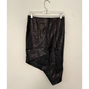 Womens Skirt Size 8 Black Faux Leather Asymmetrical Hem Stretch Punk Witchy Goth